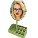 آینه و استند لوازم آرایش رنگ سفید