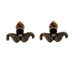 گوشواره طرح سبیل طلایی و نقره ای